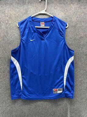 Vintage Nike Team Jersey Mens XL Blue Basketball Mesh Tank Top Performance 90s